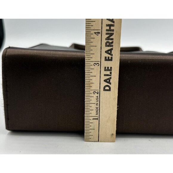 Frankie & Johnnie Brown Satin Handbag Shimmer Fall Wedding Cocktail Party - Picture 16 of 16